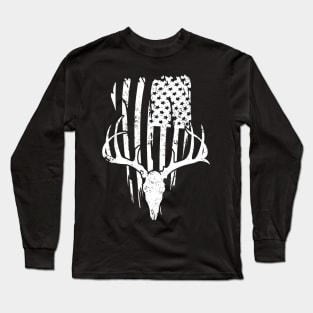 Deer Hunting American Flag Long Sleeve T-Shirt